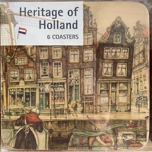 💙 Holland Designed Wood and Cork Coasters Set of Six